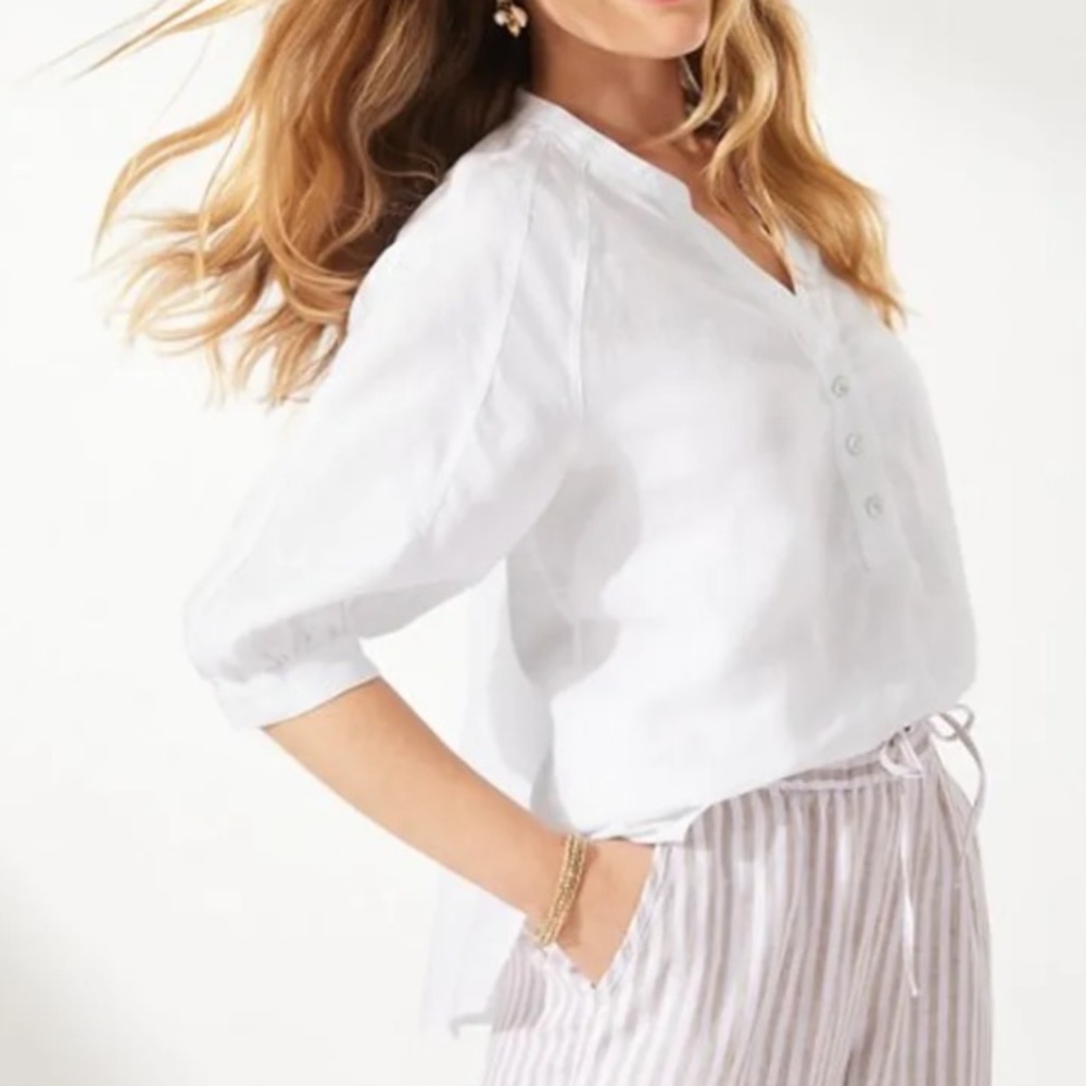 Tommy Bahama Coastalina Linen Elbow Length Top